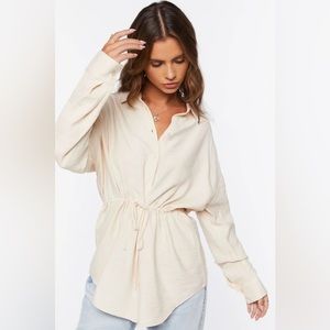 Drawstring Dolphin-Hem Shirt